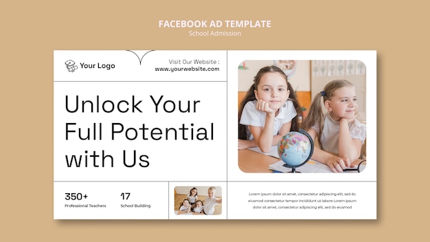 Flat Design School Admission Facebook Template – Free Download