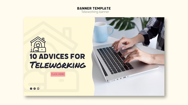 Teleworking Banner Template – Free Download, Download Free Stock Photo