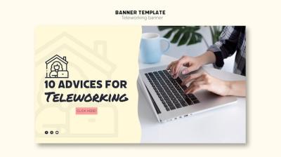 Teleworking Banner Template – Free Download, Download Free Stock Photo