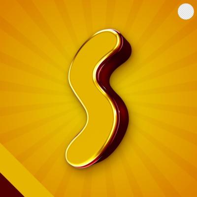 Glossy Yellow 3D Letter S – Free Stock Photo for Download