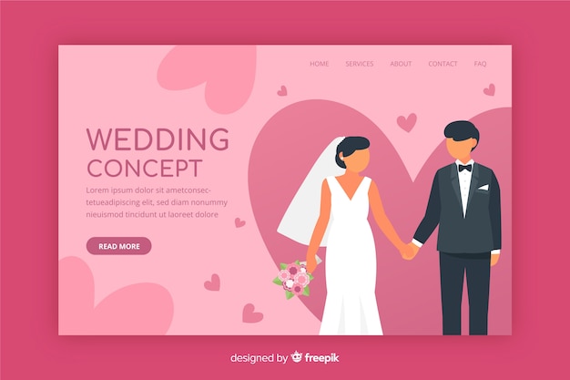 Wedding Landing Page in Flat Design – Free Download