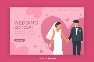 Wedding Landing Page in Flat Design – Free Download