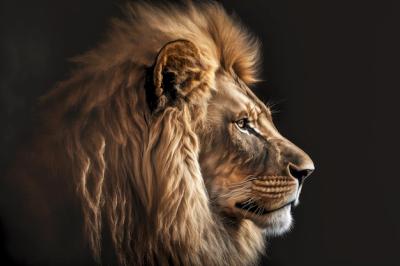 Shaggy Lion in Profile on Dark Background – Free Stock Photo for Download