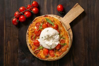 Delicious Top View of Fresh Cheese Pizza – Free Download