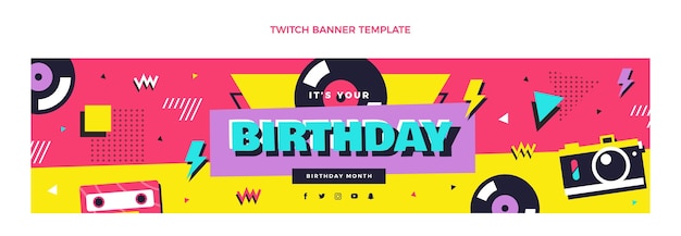 90s Nostalgic Birthday Twitch Banner – Free Download