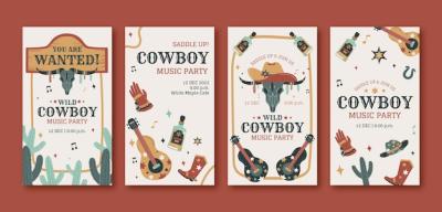 Hand Drawn Cowboy Party Instagram Stories – Free Download