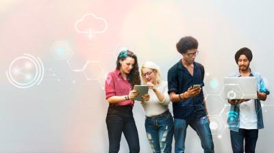 Diverse Friends Engaging with Digital Devices – Free Stock Photo for Download