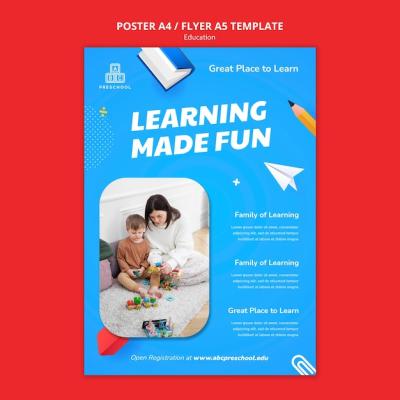 Realistic Education Poster Template – Free Download