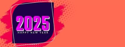 Modern Happy New Year 2025 Greeting Card Banner – Free Download