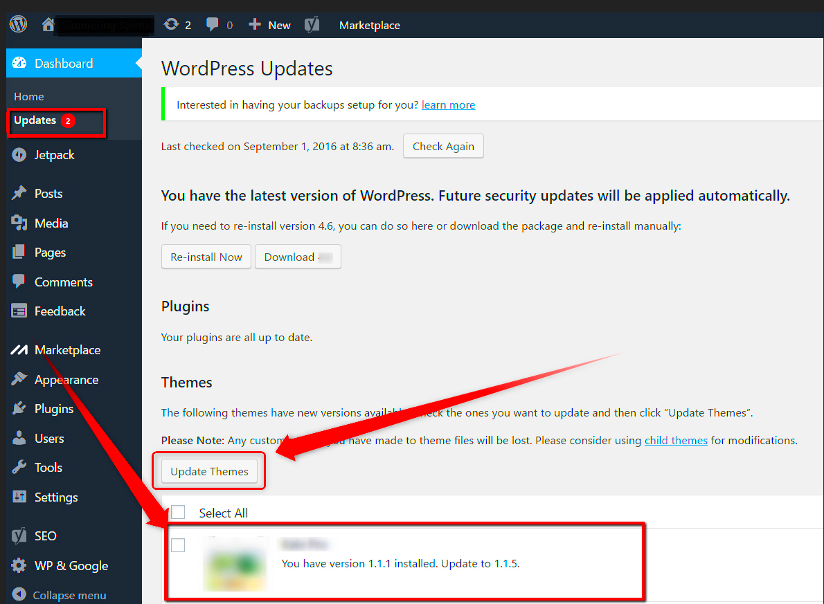 How to Update a WordPress Theme  Free Hosting  ZETTAHOSTcom