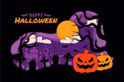 Paper Style Background for Halloween Season Celebration – Free Download
