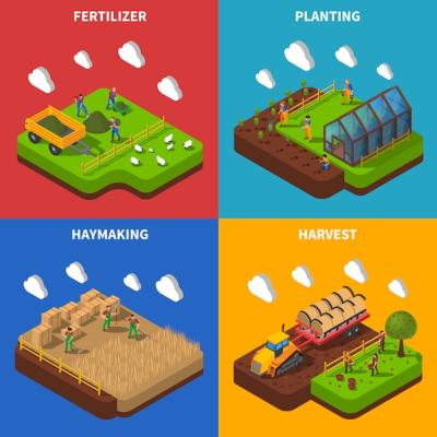 Isometric Farmer Concept Vector Image Set – Free Download