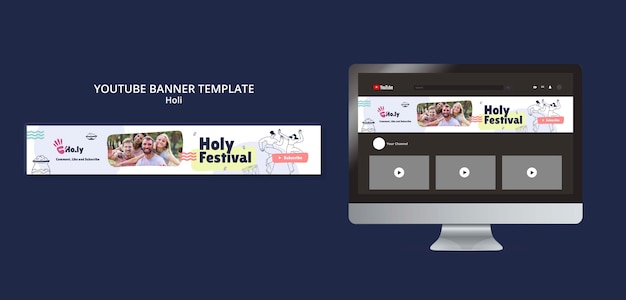 Flat Design Holi Festival Template – Free Download
