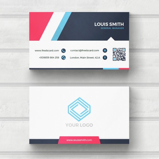 Business Card Design in Blue, Red, and White – Free Download