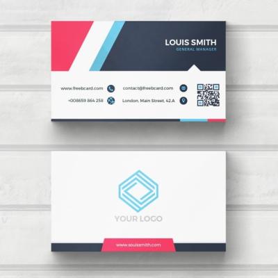 Business Card Design in Blue, Red, and White – Free Download