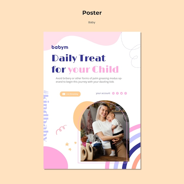 Vertical Poster Template for Newborn Baby – Free Download
