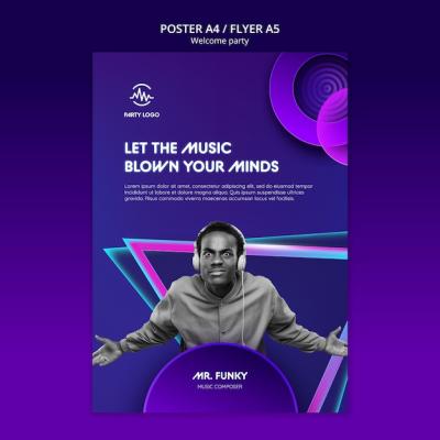 Gradient Welcome Party Poster Template – Free Download