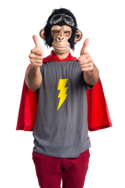 Superhero Monkey Man Giving a Thumbs Up – Free Download