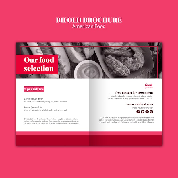 American Food Bifold Brochure Template – Free Download