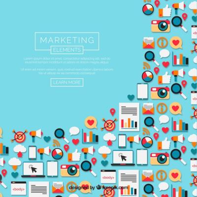 Marketing Elements Background in Flat Style – Free Download