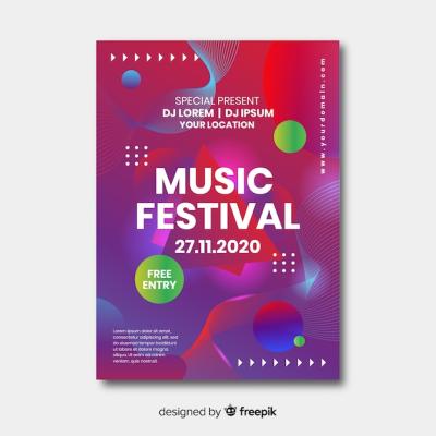 Abstract Waves Music Poster Template – Free Download