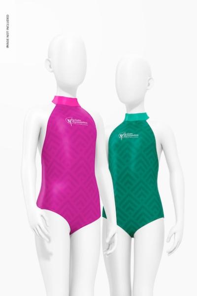 Girl Gymnastics Uniform Mockup Perspective – Free Download