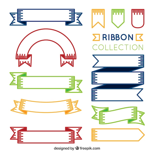 Hand Drawn Colored Ribbon Collection – Free Download