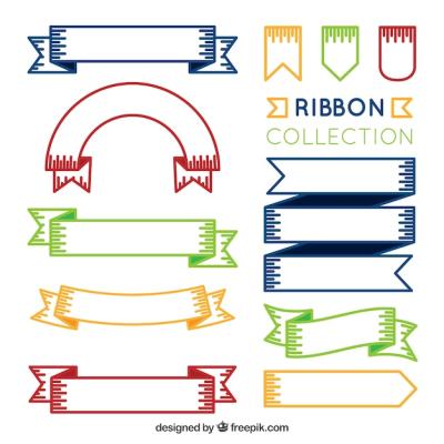 Hand Drawn Colored Ribbon Collection – Free Download