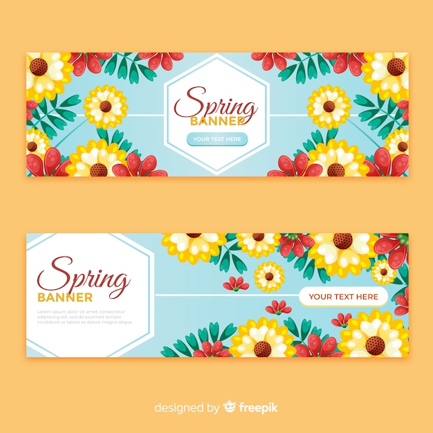 Hand Drawn Floral Spring Banner – Free Stock Photo for Download