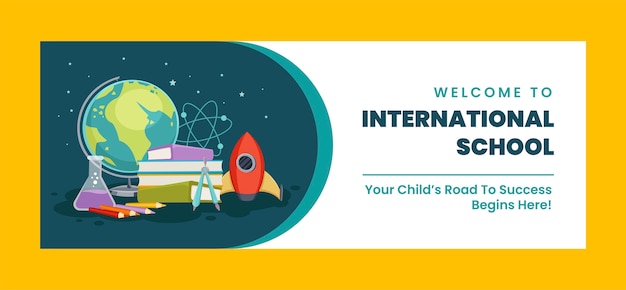 Hand Drawn International School Facebook Cover – Free Download