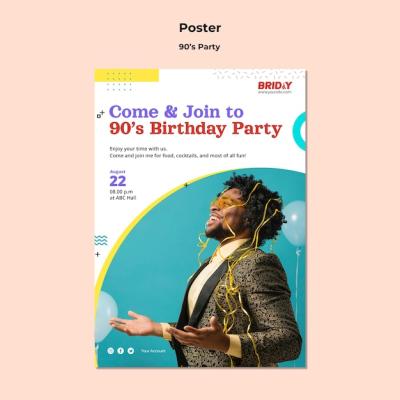 Retro 90s Party Vertical Print Template – Free Download