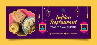 Flat Design Indian Restaurant Facebook Cover – Free Download