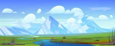 Summer Mountain Valley Landscape with River – Free Download