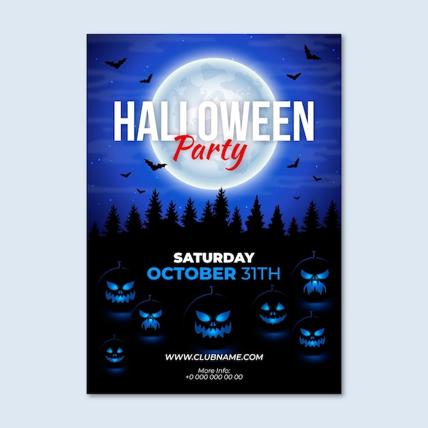 Realistic Halloween Party Vertical Poster Template – Free Download