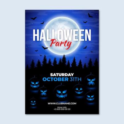 Realistic Halloween Party Vertical Poster Template – Free Download