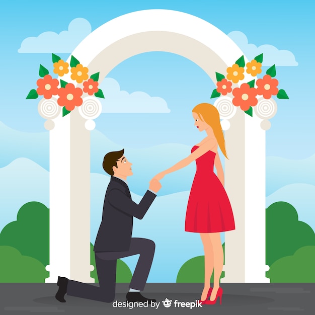Lovely Marriage Proposal in Cartoon Style – Free Stock Photo for Download