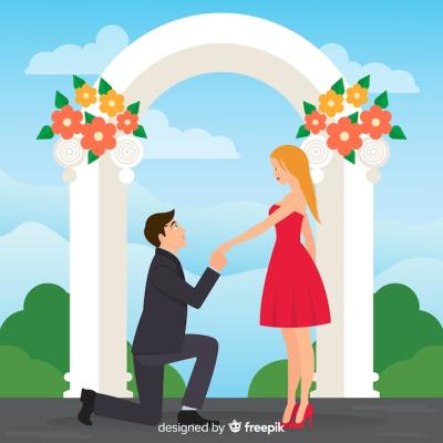 Lovely Marriage Proposal in Cartoon Style – Free Stock Photo for Download