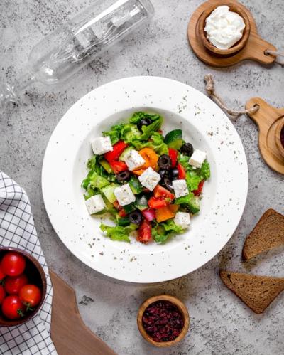 Mixed Vegetable Salad with White Cheese – Free Stock Photo for Download