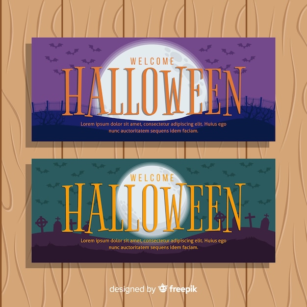 Purple and Green Halloween Banners – Free Download