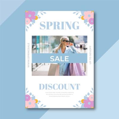 Spring Sale Poster Template with Photo – Free Download