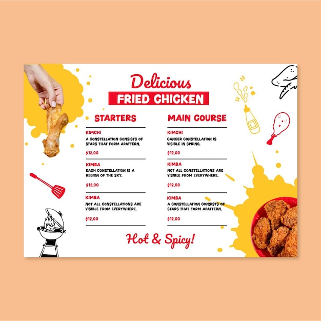 Simple Grid Hot Fried Chicken House Menu – Free Download
