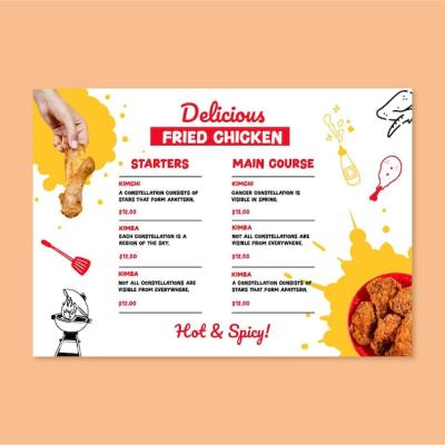 Simple Grid Hot Fried Chicken House Menu – Free Download