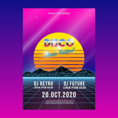 Retro Futuristic Music Poster Template – Free Download