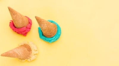 Bright Fruit Ice Cream on Yellow Surface – Free Stock Photo, Download Free