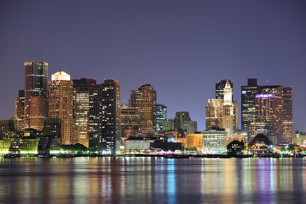 Boston Downtown Skyline at Dusk – Download Free Stock Photo