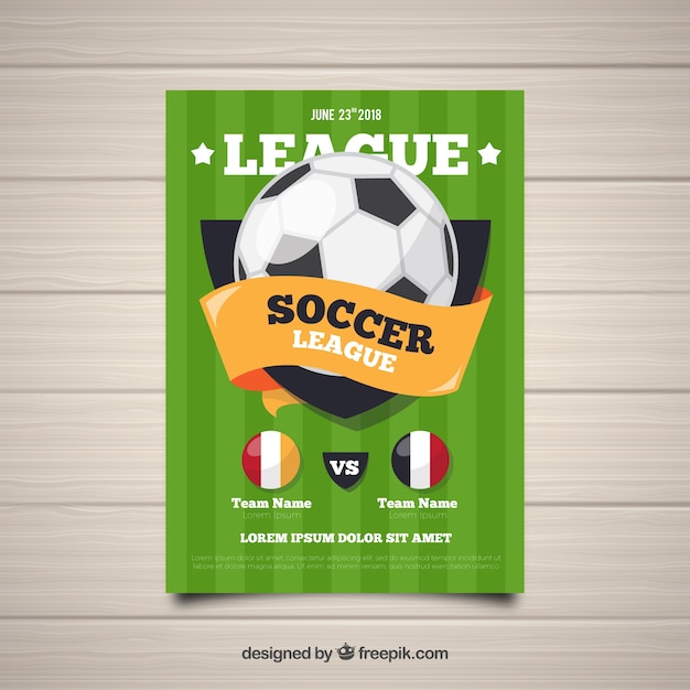 Soccer League Flyer Featuring Flat Style Ball – Free Download