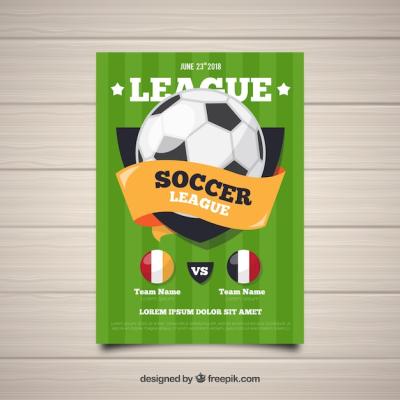 Soccer League Flyer Featuring Flat Style Ball – Free Download