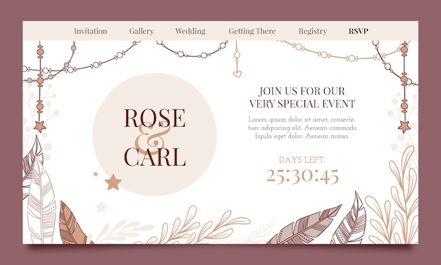 Boho Wedding Celebration Vector Template – Free Download