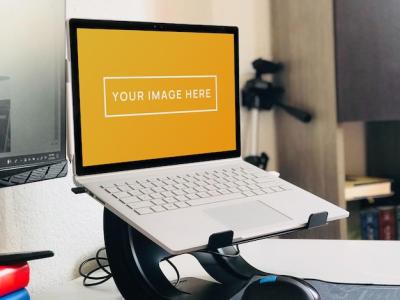 Laptop on Workspace at Home Office Mockup – Free Download