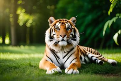 Tiger on the Grass in the Jungle – Free Stock Photo Download